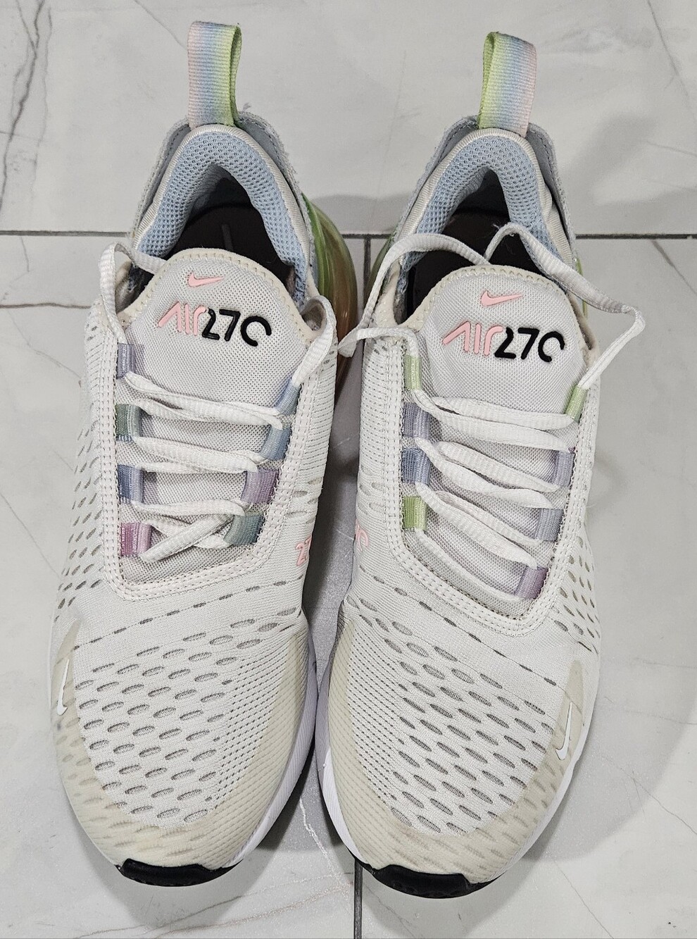Nike White Kids Air 270 Sneakers with Pastel Accents